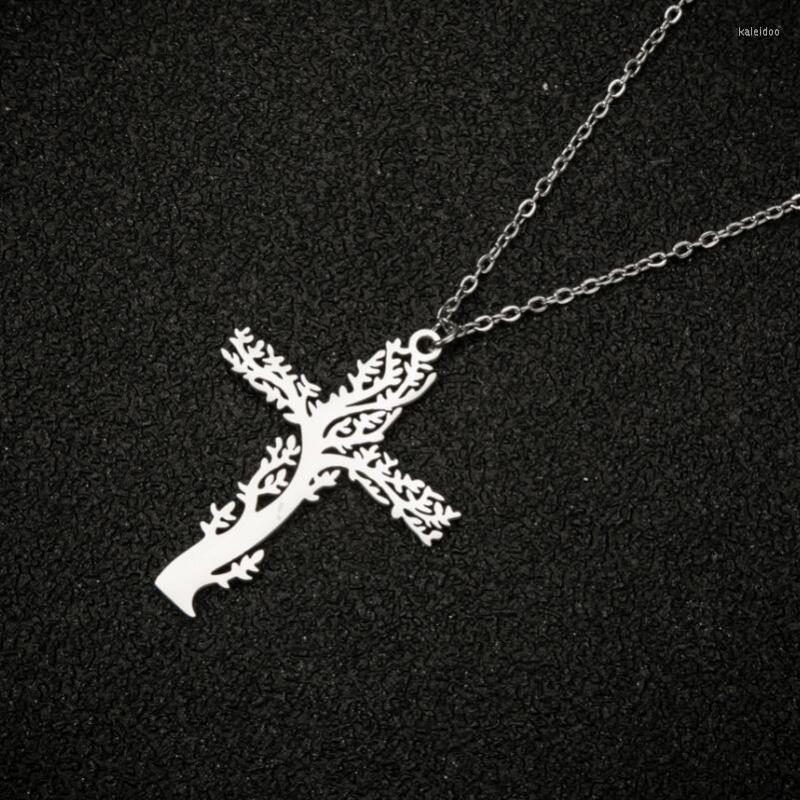 

Pendant Necklaces 10pcs Stainless Steel Tree Of Life Cross Necklace