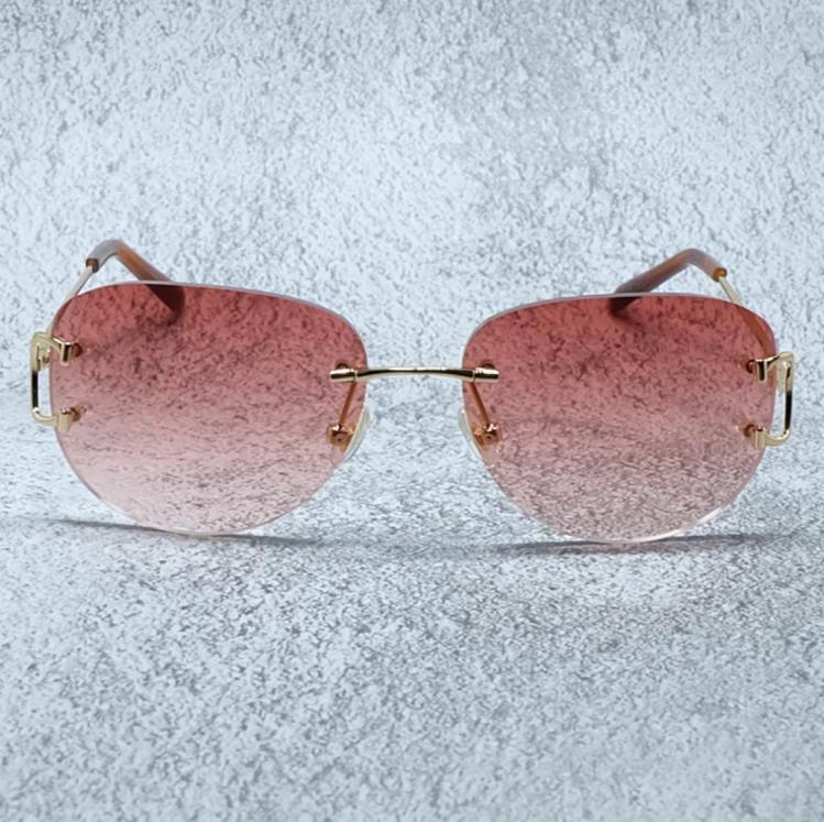 

Round Metal Sunglasses Men Women Luxury Designer Rimless Carters Eyewear Fashion Oval Vintage Driving Sun Shades Whole Glasses8152185