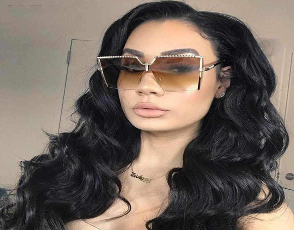 

Oversized Square Sunglasses Women Vintage Alloy Frame Sun Glasses Clear Lens One Piece Rimless Eyewear Shade Bulk7930037