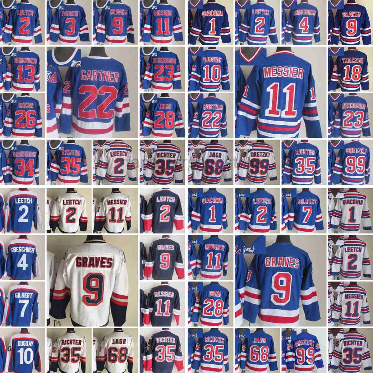 

New York''Rangers''New Retro Ice Hockey Jerseys 99 Wayne Gretzky 8 Tkaczuk Gartner Beukeboom Kocur Domi Vanbiesbrouck Richter Anderson Esposito, Separate style. send pictures on order