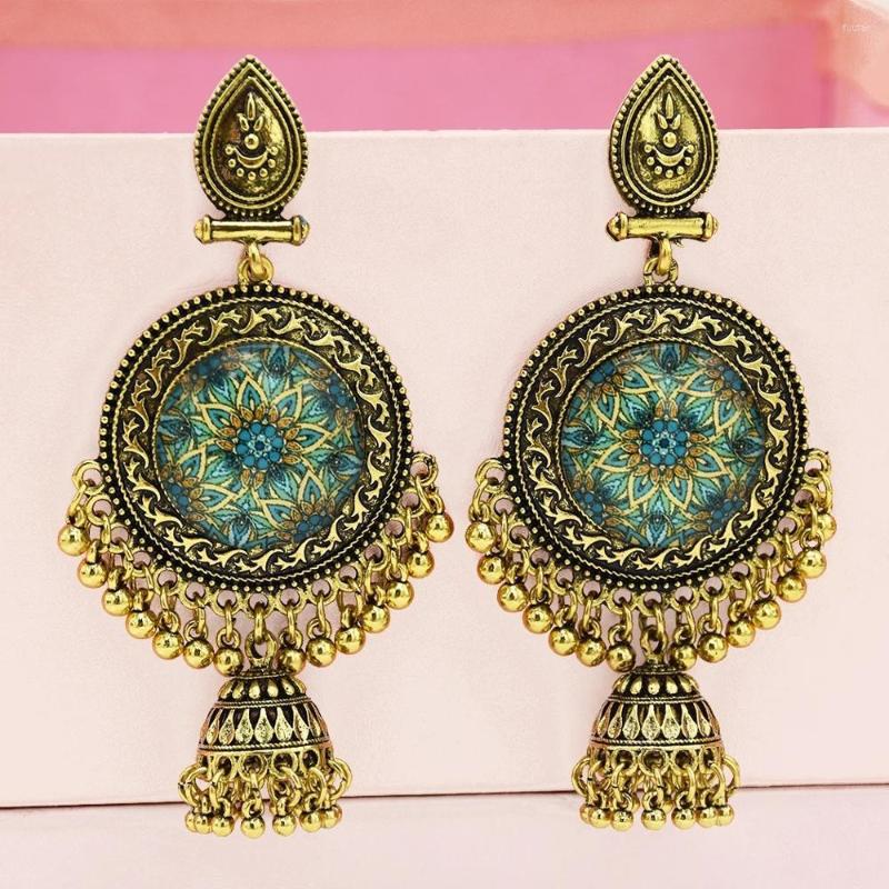 

Dangle Earrings For Women Jhumka Golden Tassel Big Bells Drop Craved Flower Afghan Egypt Gypsy Turk Ethnic Jewelry