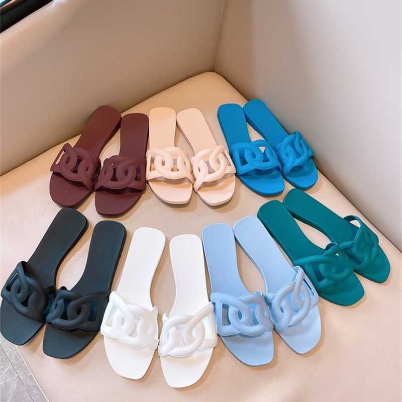 

2023 new wear pig nose sandals net red beach leisure jelly shoes PVC flat bottom solid color slippers female, Khaki