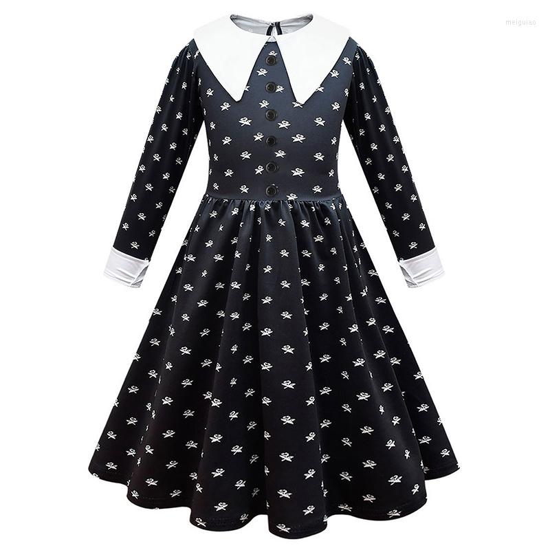 

Casual Dresses 4-14Y Black Wednesday Adams Girls Dress Family Halloween Cosplay Children Party, Style a