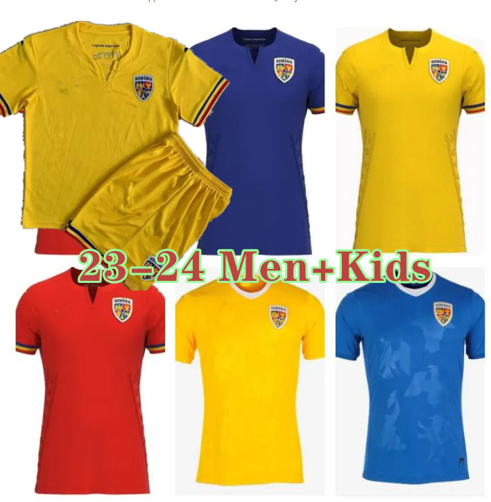 

2023 24 Romania soccer jerseys HAGI kids kits Home yellow away red football shirt 23 24 Hagi Dennis Third Men kit uniforms