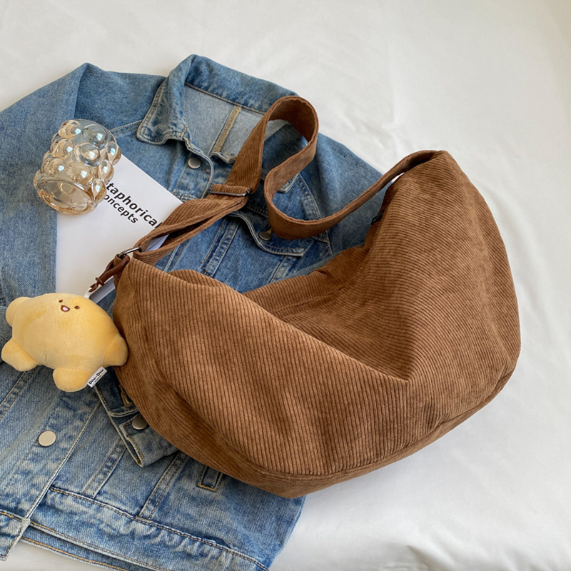 

Evening Bags Stripe Cute Corduroy Woman Bag Female Shoulder Bags Ladies Hand Bags Casual Girls Crossbody Pack Bolsos Sac A Main 230413, Yellow