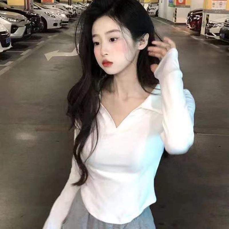 

Women' T Shirts Hikigawa Sping Summer 2023 Style Design Ins Slim Women T-shirts Casual All Match Fashion Printed Short Sleeve Crop Top, Solid black short