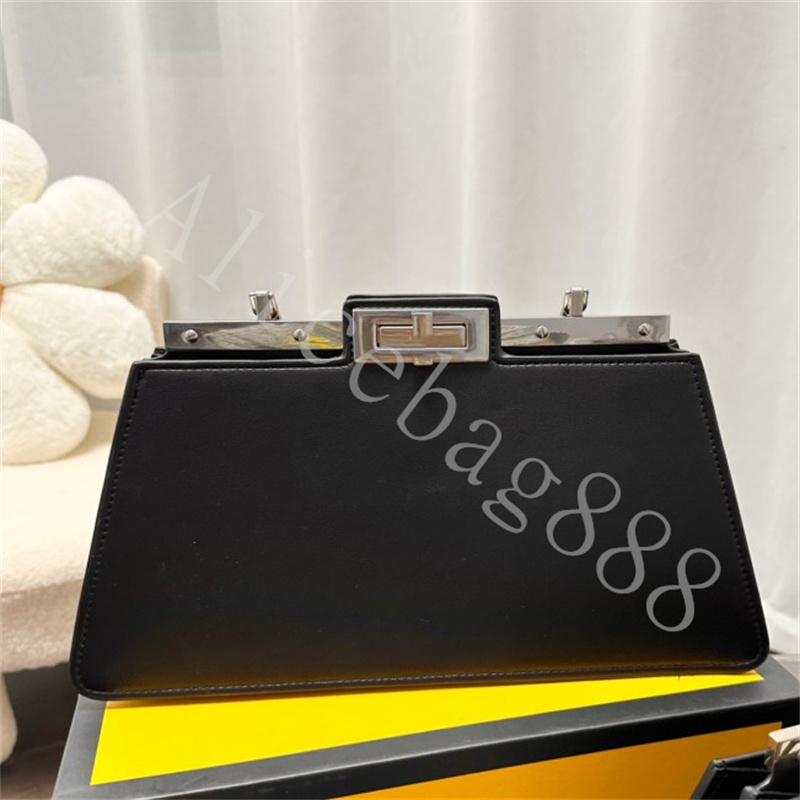 

7A Quality Shoulder Bags For Women FF Logo New Arrival Napa Chain Double Bags With 2 Straps And Ribbons Leather Big Size Black Color Handbags Designer Bags With Box 30cm