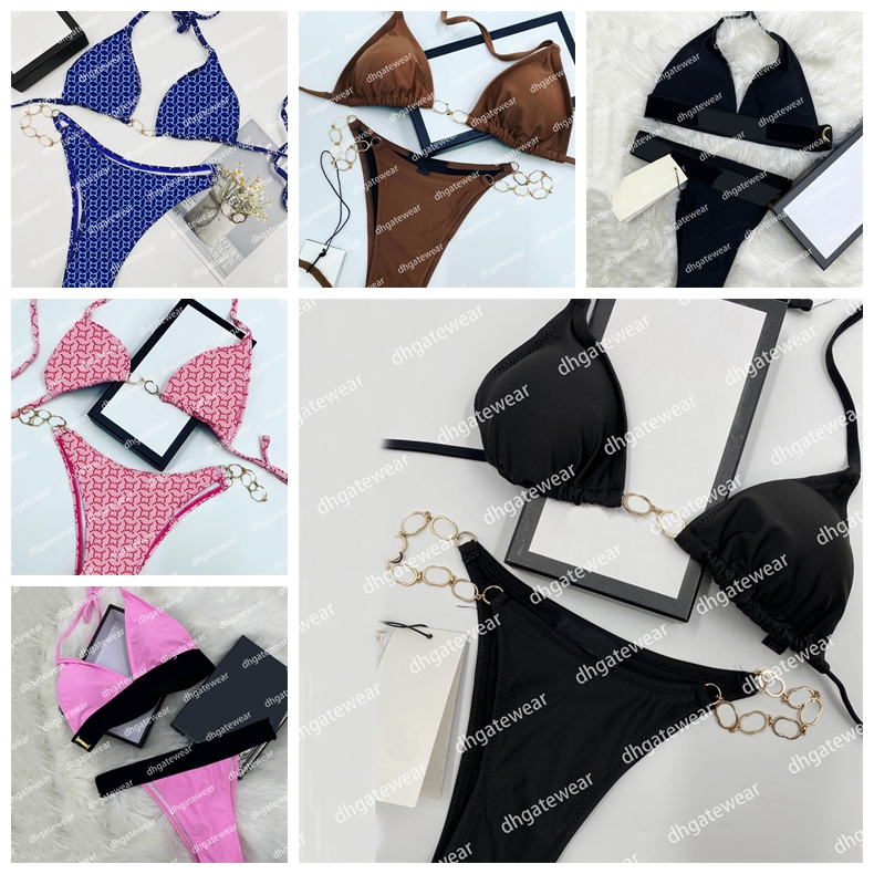 

Designer Sexy Bikini Set Fashion Women Beach Wear Lace Up Strap Swimsuit Summer Soft Textile Metal Buckle Bathing Suit