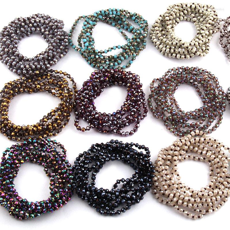 

Pendant Necklaces Fashion 4mm Mini Glass Long Knotted Crystal For Women Ethnic Necklace