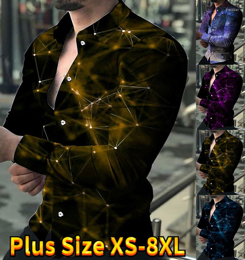 

Men's Casual Shirts Light Luxury Men's Shirt Fashion Constellation Print Long Sleeve Clothing Prom Party Cardigan Tops -8XL, Light blue