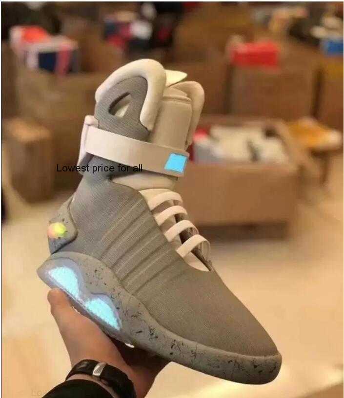 

2023 New Authentic Mag Back To The Future Marty Mcfly Led Boots Mens Lighting Black Red Grey Martys McFly's Led Sneakers With Box, Women us9=eur40