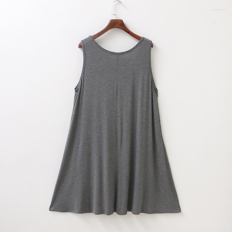 

Women's Sleepwear Night Dress Sexy Modal Nightwear Homewear Home Clothing Wear Robe Gray O-neck Lounge Gown For Women Sleeveless Sleep