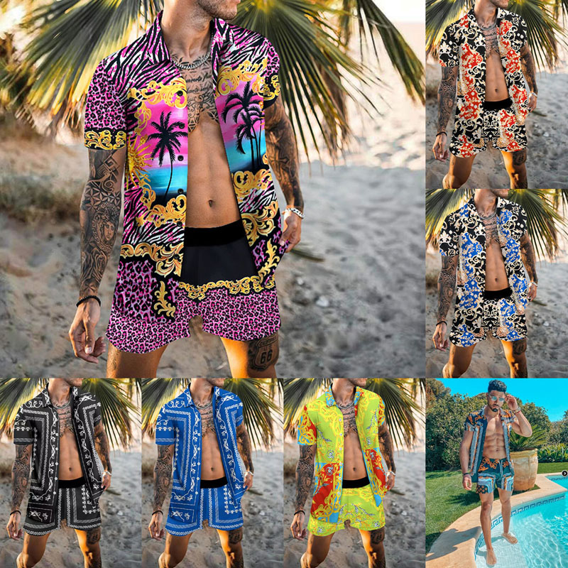 

Men Swimming Tracksuits Designer Plus Size M-3XL Short Sleeve 2 Piece Set shirt Shorts Summer Jogging Suit Printing Outfits Printed Hawaiian Fashion Sportswear, Tz-37