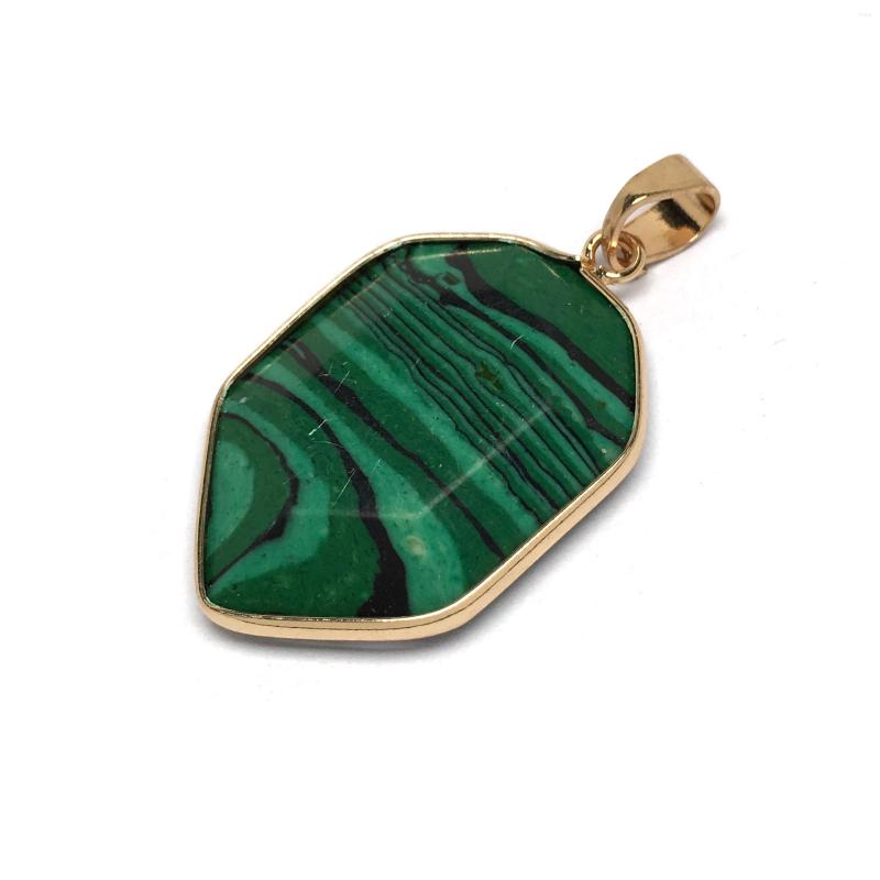 

Pendant Necklaces Fashion Natural Malachite Stone Charms Faceted Section Bread Shape Pendants For Jewelry Making DIY Necklace