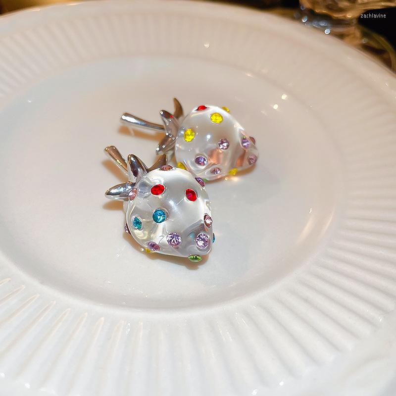 

Dangle Earrings Sweet Cute Colorful Crystal Transparent Strawberry Acrylic Fashion Harajuku Fruit Korean For Women Jewelry