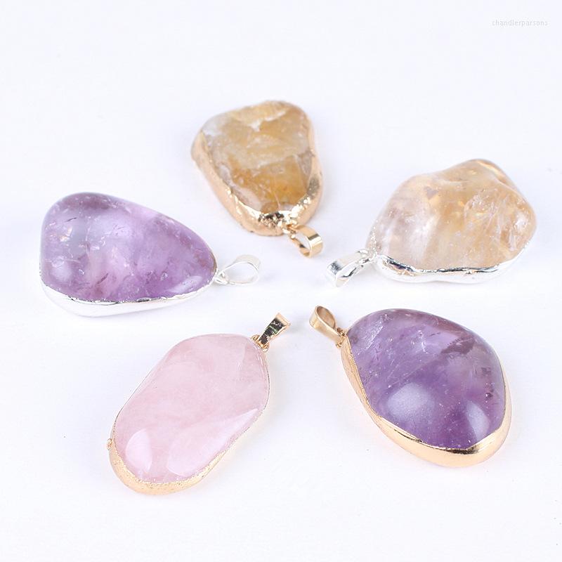 

Pendant Necklaces Selling Natural Ame Thyst Stone Original Personality Sweater Chain Necklace