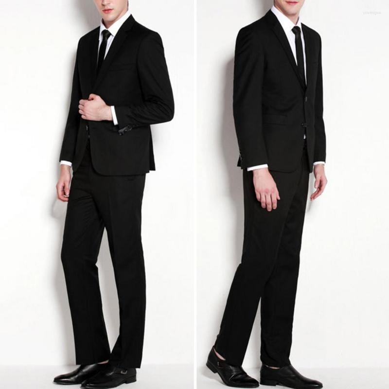

Men's Suits Suit Coat Anti-pilling Jacket Buttons Closure Spring Autumn Solid Color Warm, Black