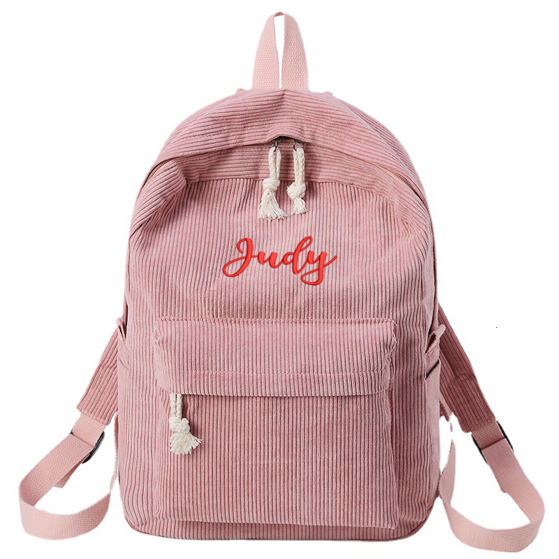 

School Bags Personalized Corduroy Black Navy Khaki Gary Student Backpack Embroidered Custom Large Capacity Schoolbag for Student and Adult 230413, Green