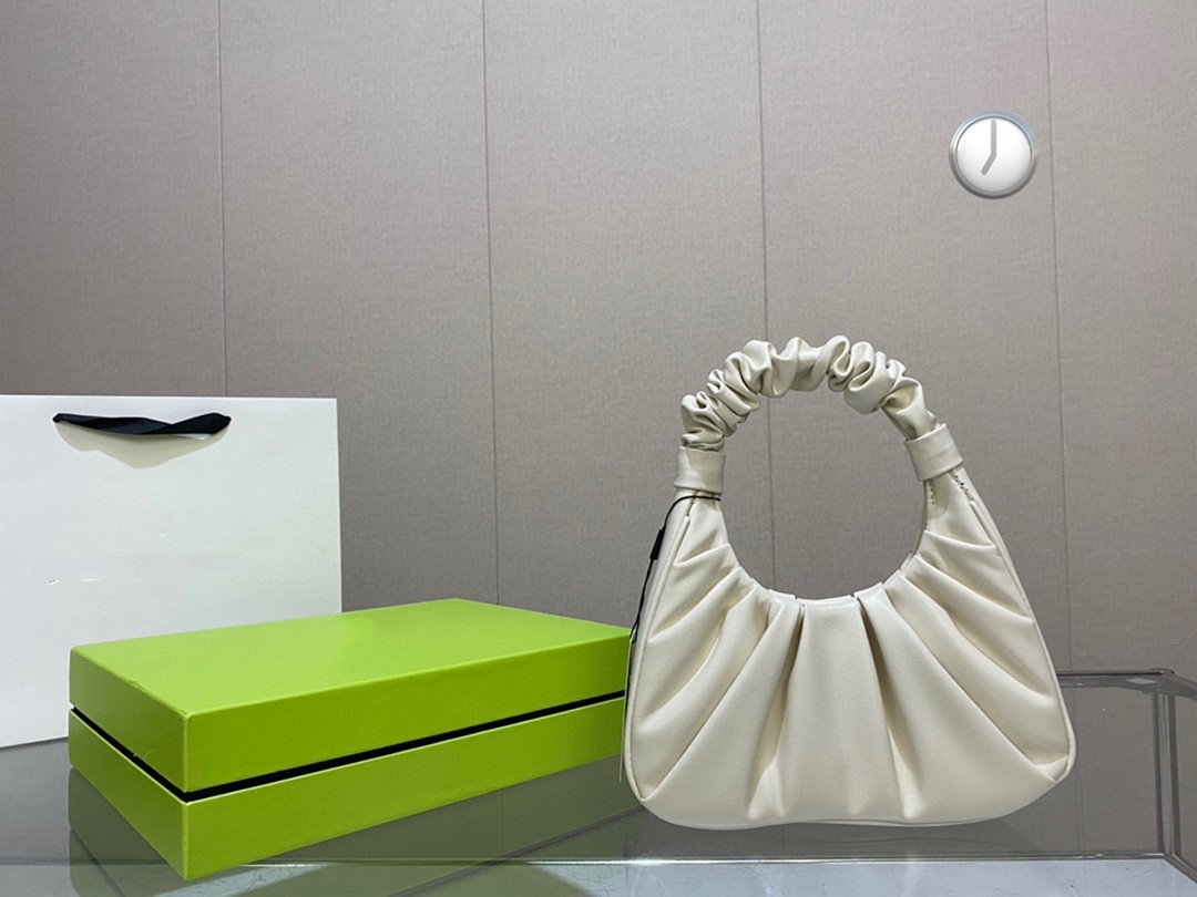

Premium Designer Pleated hobo Cloud bag temperament girl's hand underarm bag, White