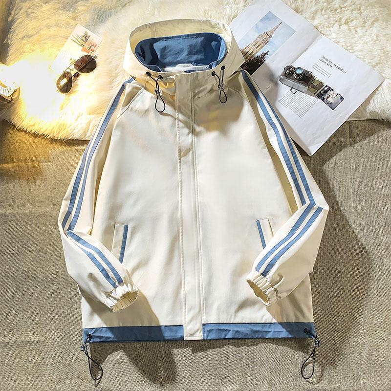 

Men's Jackets Men's Spring Autumn Hooded Street Style Fashion Vintage Tooling Jacket Couple Harajuku Casual Trendy Brand Windbreaker, Black