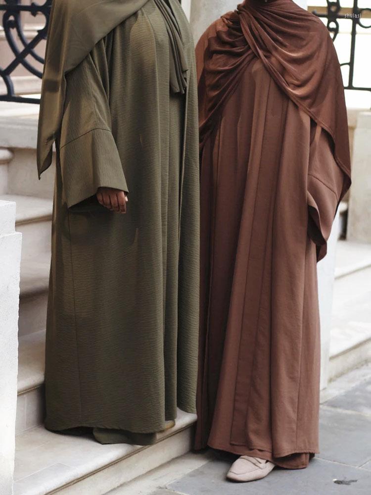 

Ethnic Clothing Muslim Set Two Pieces Dubai Abaya 2023 Women Crinkle Kimono Abayas Long Sleeveless Dress Outfits Islamic Modest Ramadan