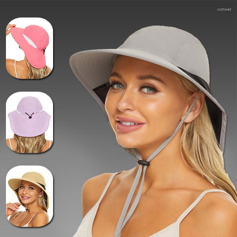 

Wide Brim Hats Outdoor Sun For Women Summer Quick Drying Neck Protection Visor Cap Anti UV Men's Breathable Fishing Safari Hat Gorras, Purple
