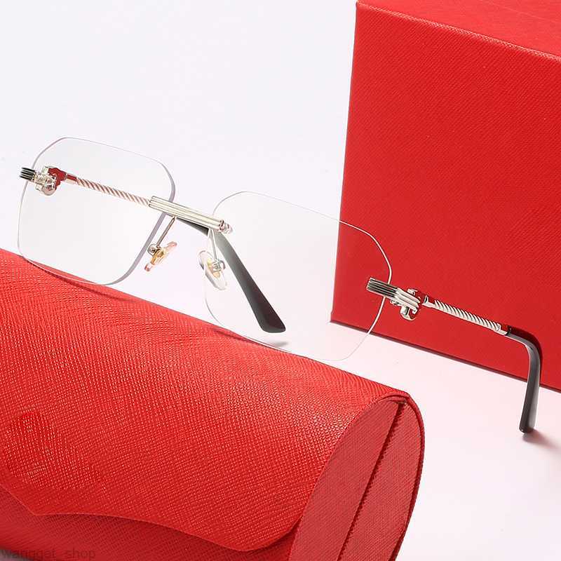 

Classic cartr woman sunglasses frames Rimless myopia glasses frame gradient tea lens deep tea shades essential business leisure prescription glass