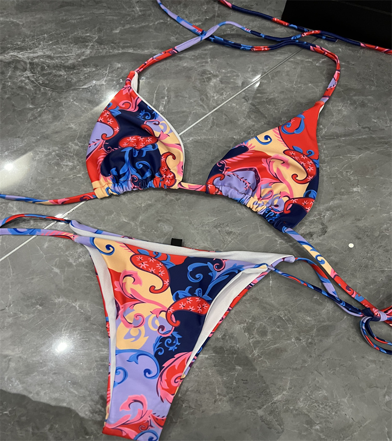 

Women' Separate Swimsuit Suspender Floral Print Triangle Bag Sexy Bikini