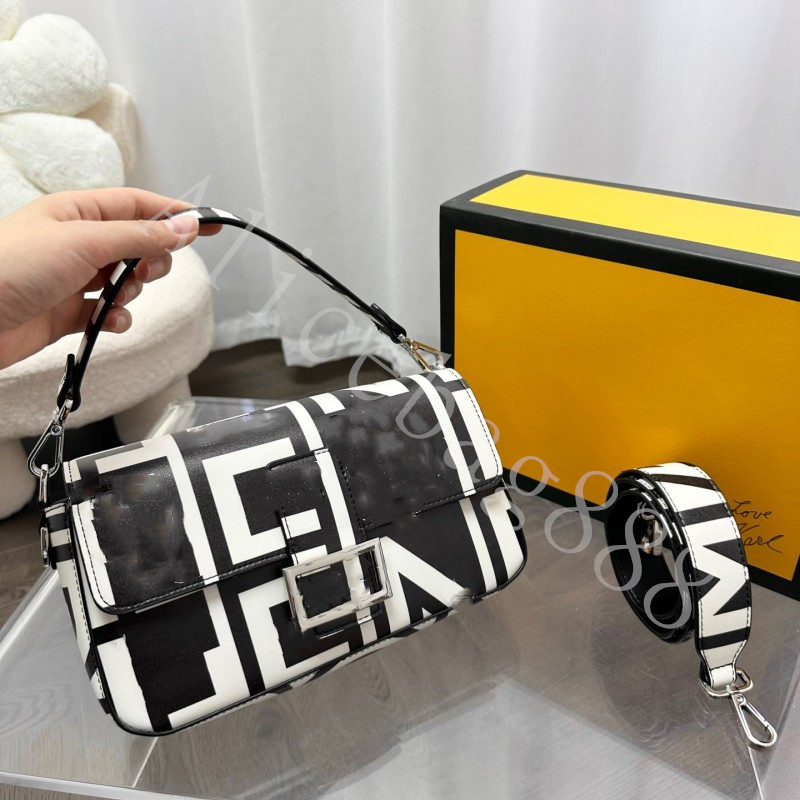 

5A Quality Shoulder Bags Roma FF Handbags Vintage Fashion Week Bags Leather Letter Print With A Straps White And Black Designer Bag For Girl Women Luxury Like Original, As link