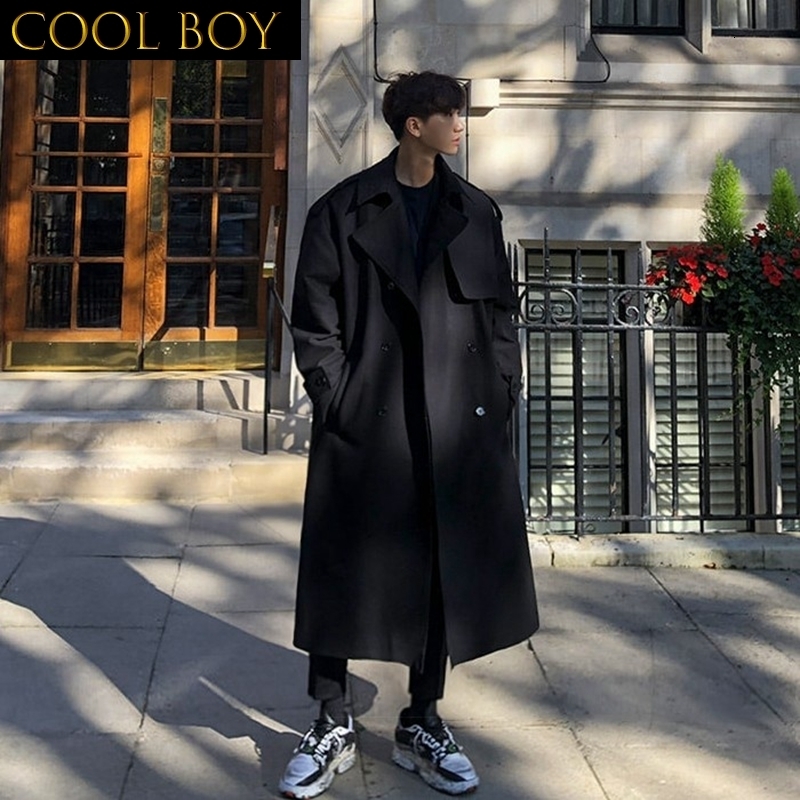 

Men's Trench Coats J GIRLS Long Men High Quality Comfort Windproof Loose Teenagers Trendy Ulzzang Autumn Males Outwear Allmatch Daily Chic 230413, Khaki