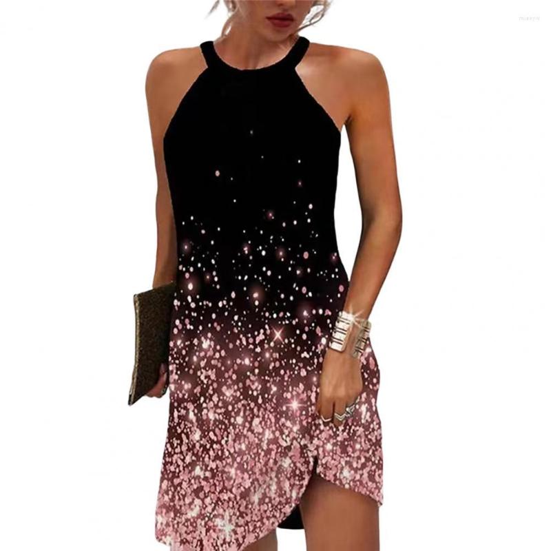 

Casual Dresses Beach For Women 2023 Strapless Flower Print Sleeveless Off Shoulder Halter Neck Backless Summer Mini Dress, Black