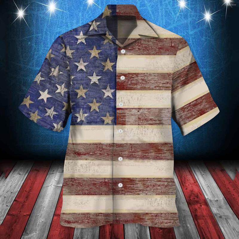

Men's Casual Shirts Men'S Summer American Flag Hawaiian Short Sleeve Oversized Blouses Independence Day Vacation Roupas Camisa Blusas, Ag