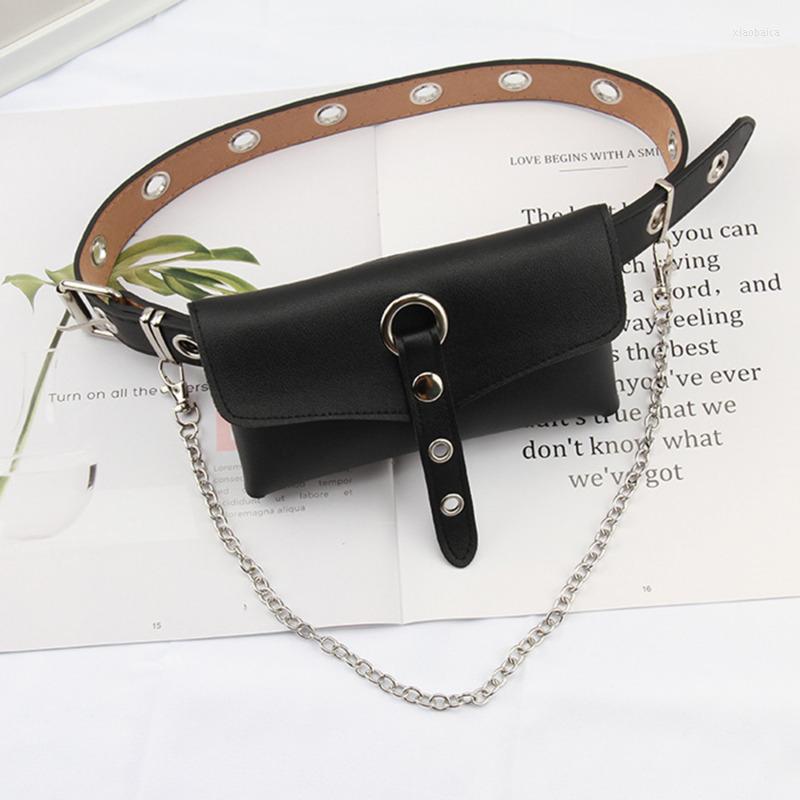 

Waist Bags Pu Leather Bag Large Capacity Belt Women Crossbody With Chain Mobile Phone Purse Clutch, With belt chain