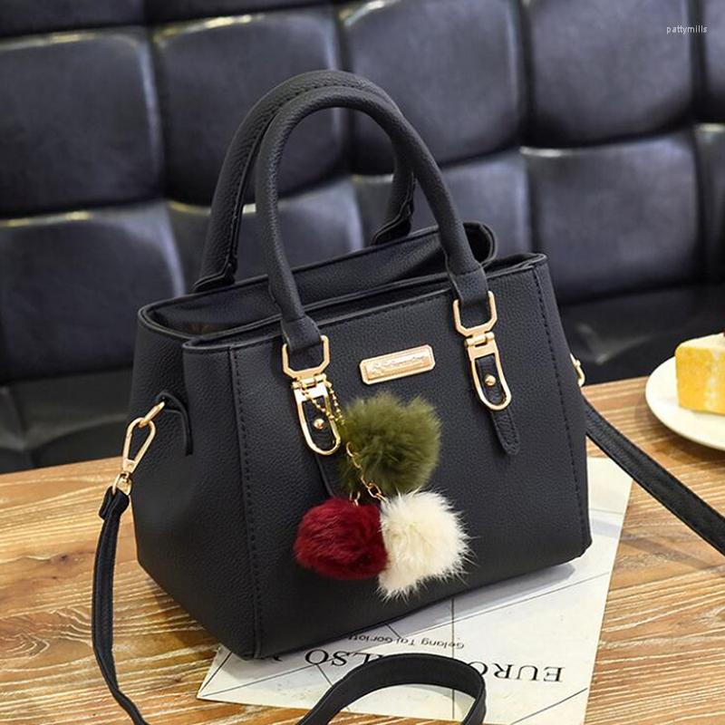 

Evening Bags Women Beading Pendant Handbag Ladies Embossed Shoulder Bag PU Leather Messenger Hairball Bolsa Feminina, Red