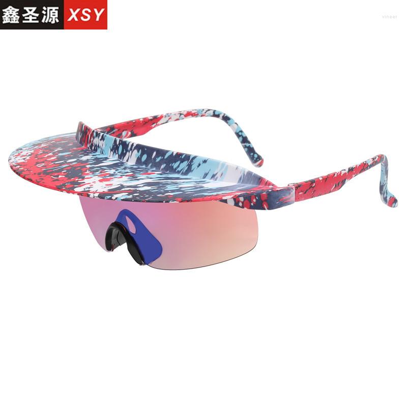 

Sunglasses Foreign Trade Large Frame Cycling Glasses Men's And Women's Fashionable Colorful Hat Personalized Brim