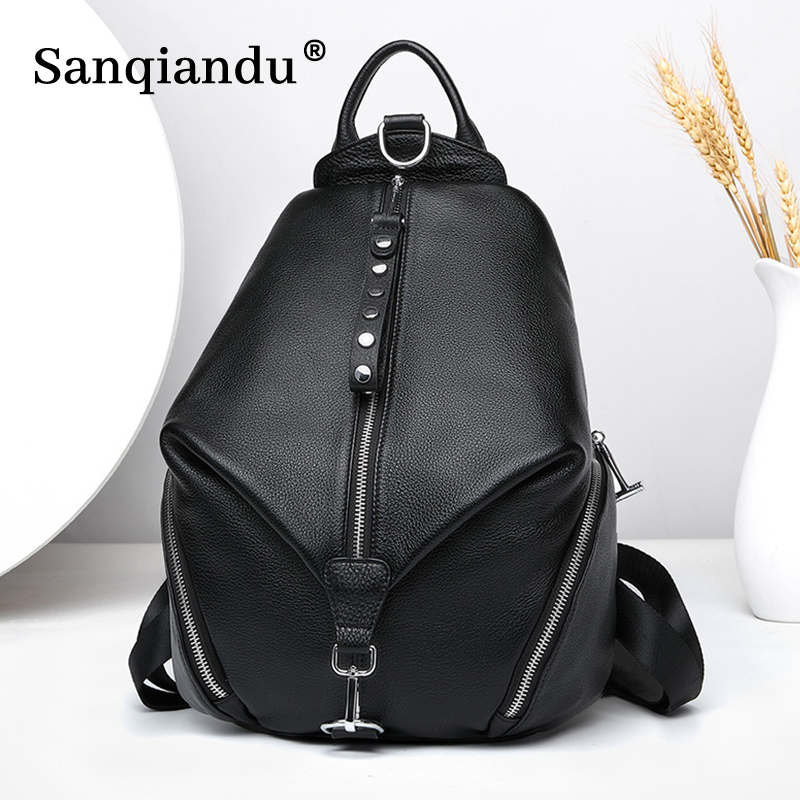 

School Bags Anti-theft Women Backpacks 100% Genuine Leather Travel Backpacks Large Capacity Schoolbag For Girls Design Backpack 230413, Green