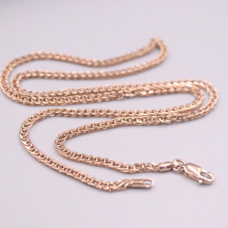 

Chains Au750 Real 18K Rose Gold Chain Neckalce For Women Female 1.8mmW Hollow Wheat Choker Necklace 16''L Jewelry