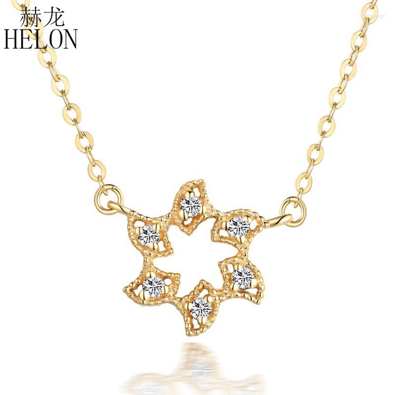 

Lockets HELON Solid 18K (AU750) Yellow Gold Certified Round 0.05CT Natural Diamonds Engagement Wedding Women Trendy Jewelry Necklaces