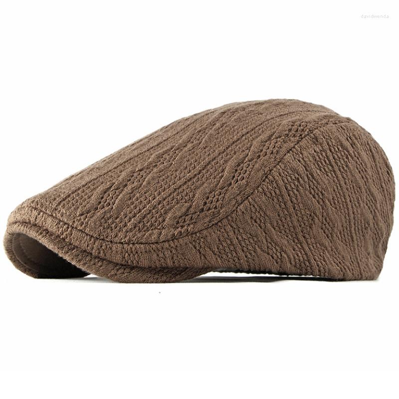 

Berets MZ1985 Autumn Winter Hat Men Women Adjustable Ivy Sboy Flat Cap Unisex Knitted Beret Vintage, Black