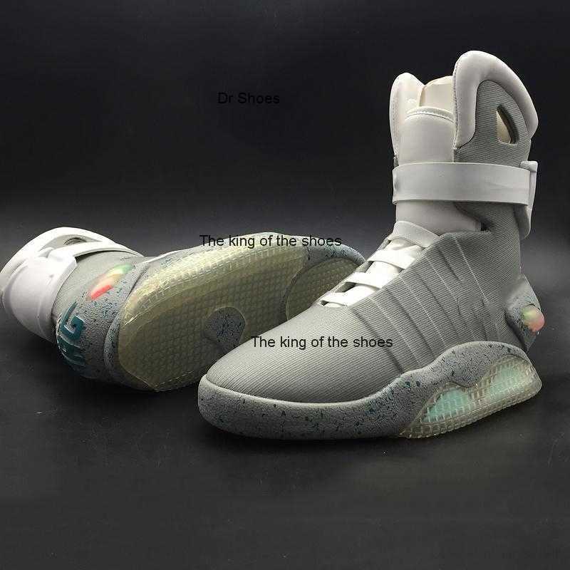 

Limited Air Mag Back To The Future Marty McFly's LED Basketball Shoes Glow In The Dark Lighting Grey Red Marty McFlys Mags Boots Size 7-12, Us10