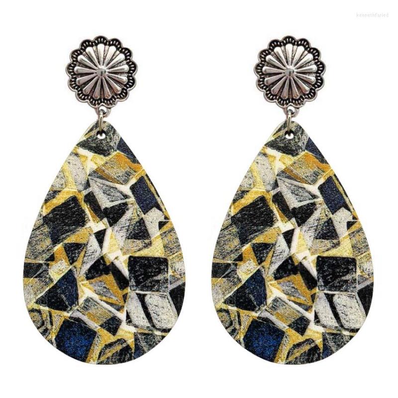 

Dangle Earrings Modern Abstract Texture Printed Wood Statement For Women Geometric Marble Textures Jewelry Wholesale