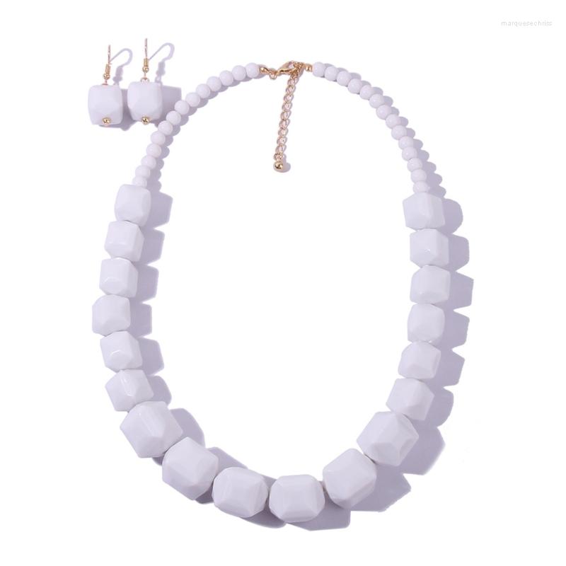 

Chains D7WB Geometric White Black Necklace Ladies Clothing Jewelry Acrylic Earrings
