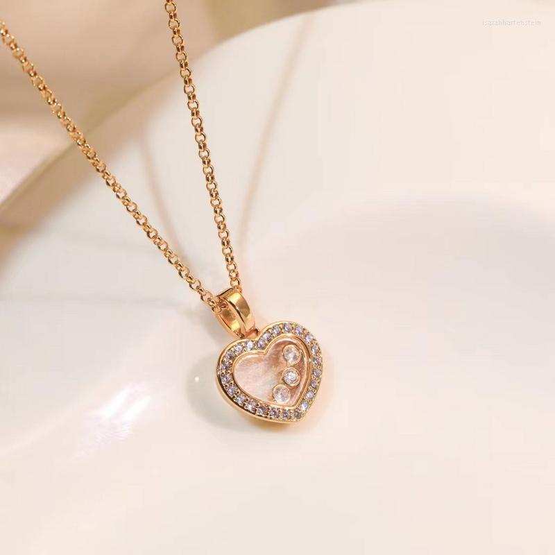 

Pendant Necklaces Texture And Fashion Heart-shaped Rimmed Zircon Necklace With Original High-quality Logo Women's Holiday Party Gift