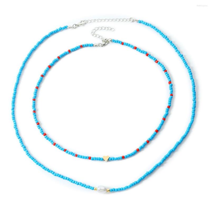 

Choker Vedawas Simple Double Layer Seed Beads Strand Necklace For Women Handmade Beaded Short Bohemian Jewelry