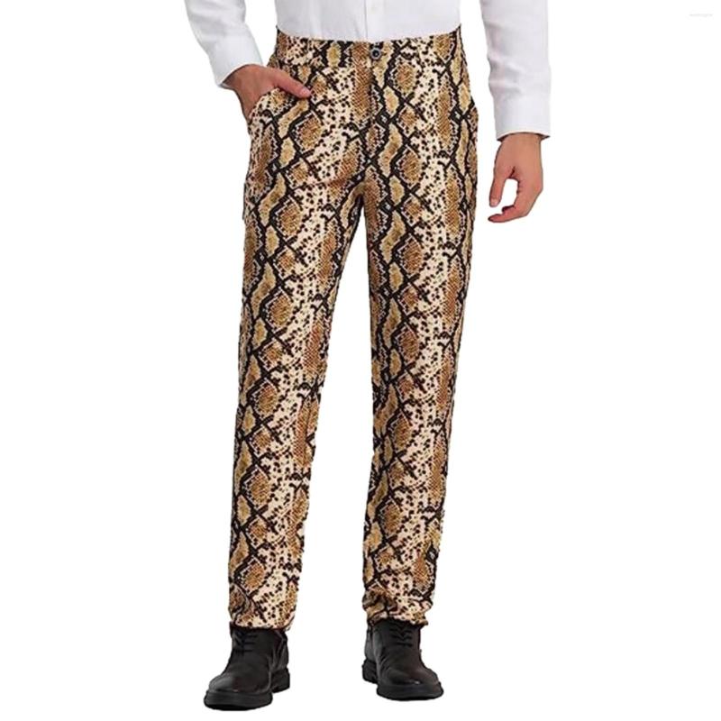 

Men's Suits Male Business Suit Trousers Leopard Print Button Large Size Refreshing Comfortable Casual Wide Legged Cotton Pants, Khaki