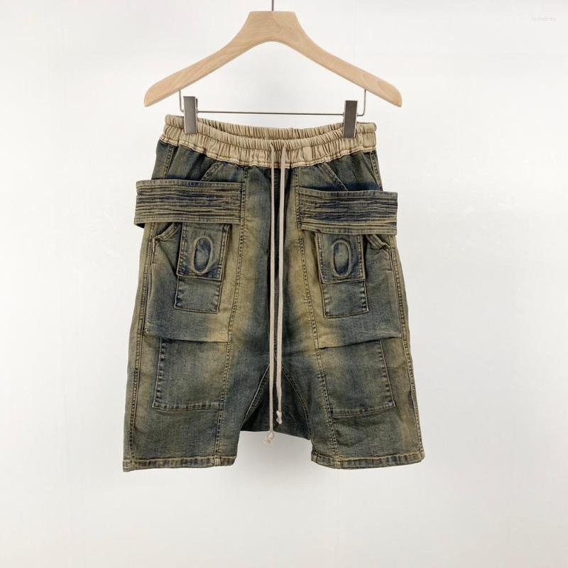 

Men's Shorts Men Drop Crotch Retro Washed Denim Cargo, Picture shown