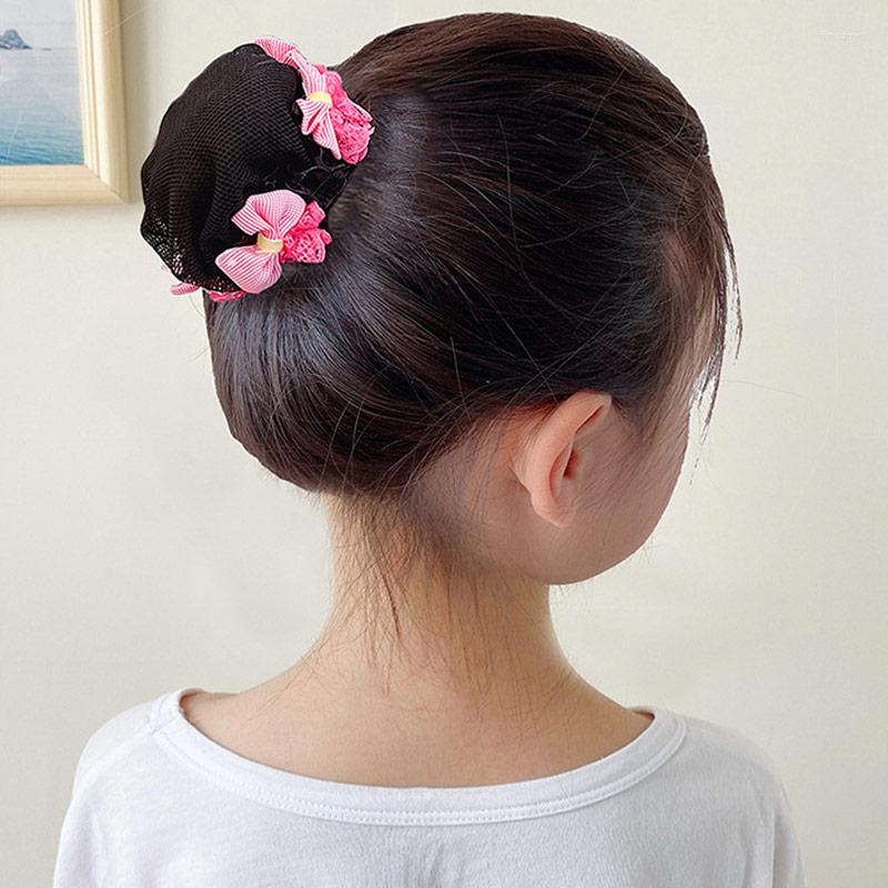 

Hair Accessories 1PC Girls Net Flower Butterfly Bow Headwear Drawstring Bun Cover Lace Banded Adjustable Ballet Kids, Red bow