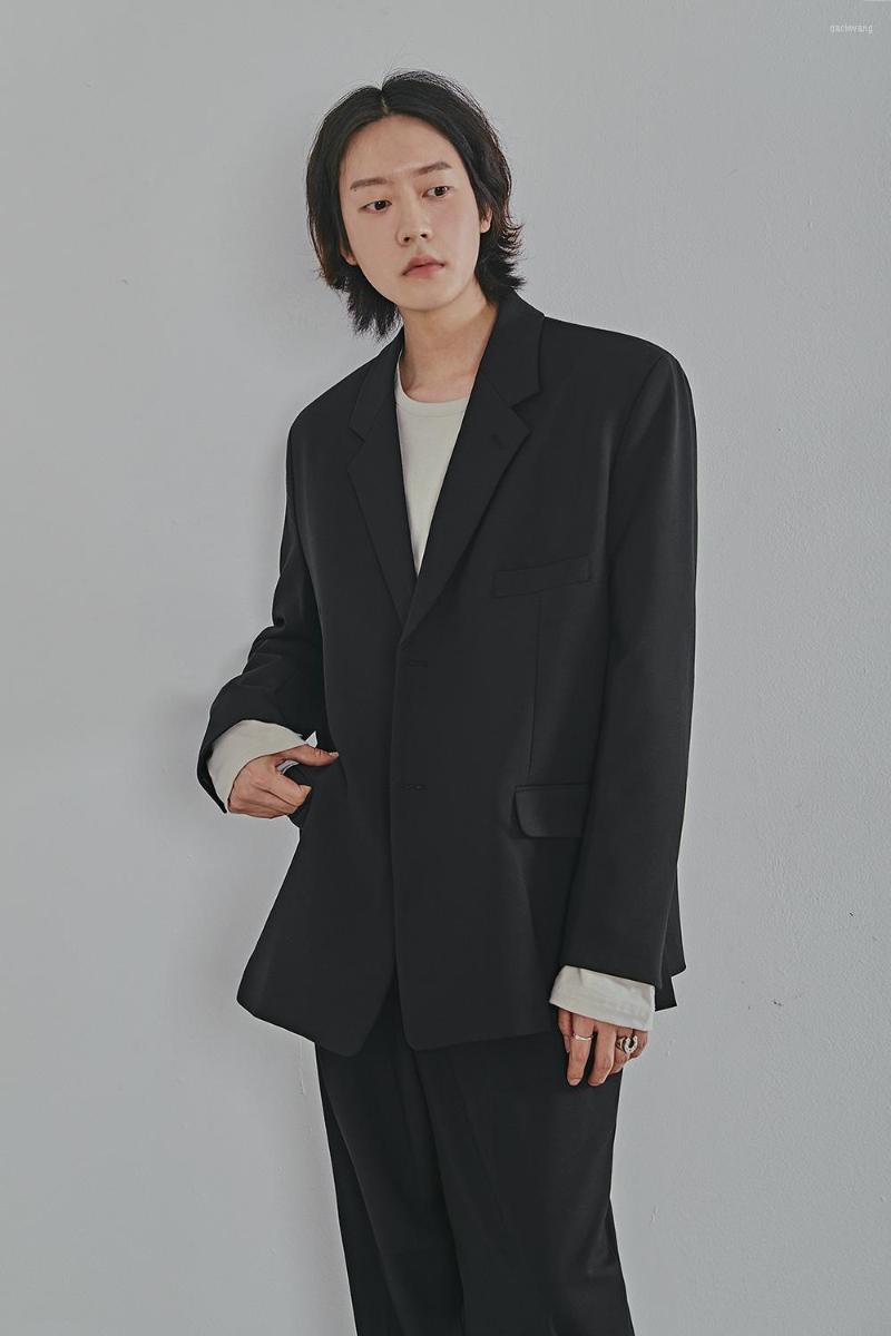 

Men's Suits Men's Casual Suit Loose Large Solid Color Missing Corner Collar Single Breasted Jacket Flap Pocket Top Coat, Khaki