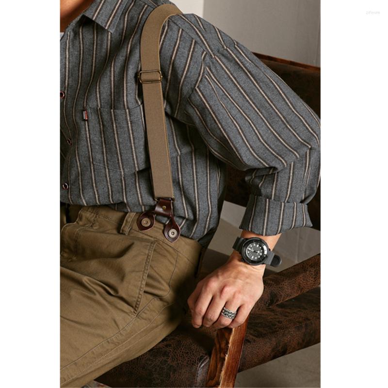 

Men's Casual Shirts Striped Shirt Long-sleeved Loose Retro Japanese Trend Personality Simple Atmosphere Gentleman Must-have Streetwear, Gray