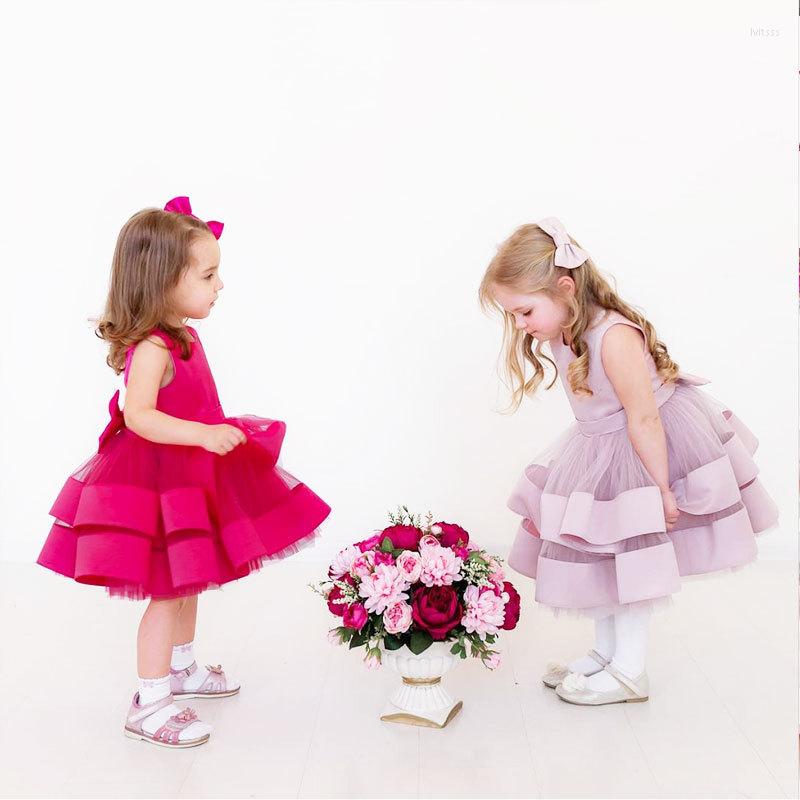 

Girl Dresses Toddler Baptism Wedding Baby Girls Cake Dress Bow Birthday Party Infant Princess For 1 Year Kids Clothes, Pink
